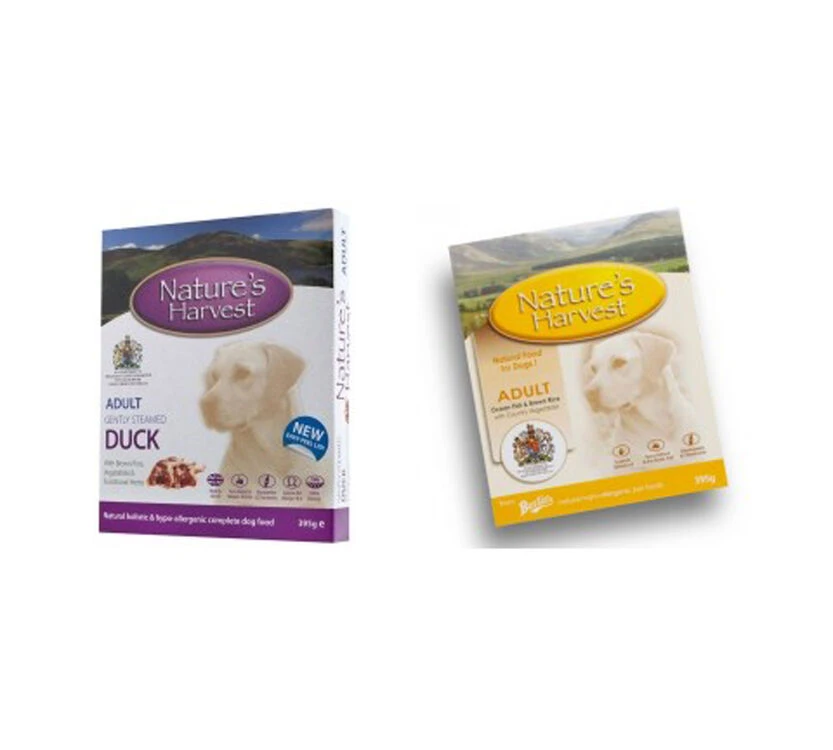 10 X 395g Adult Duck & 10 X 395g Adult Fish - Nature's Harvest Wet Dog Food
