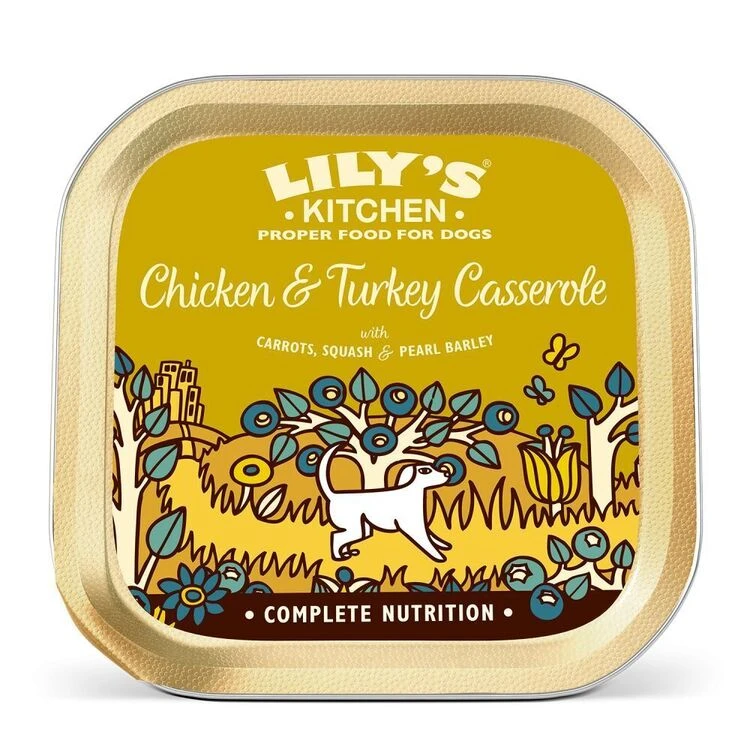 10 X 150g Lily's Kitchen Wet Dog Tray Chicken & Turkey Casserole