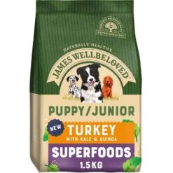 James Wellbeloved Superfoods Puppy Dry Dog Food Turkey With Kale & Quinoa 1.5kg