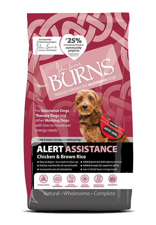 Burns Alert Adult & Senior Chicken & Brown Rice Assistance Dog Food