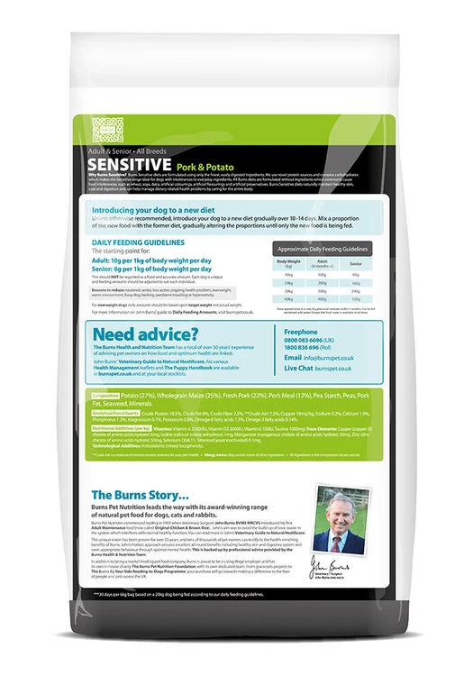 Burns Sensitive Pork And Potato Adult & Senior Dog Food - Image 2