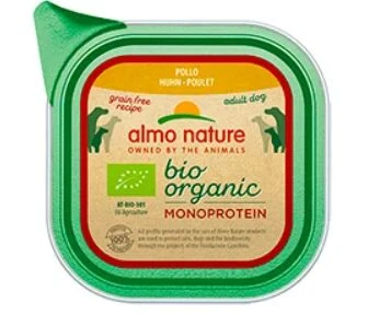 11 X Almo Nature Bio Organic Monoprotein With Chicken Dog Food 150g