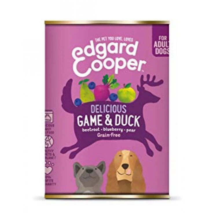 6 X Edgard & Cooper Dog Wet Tin Game & Duck 400g