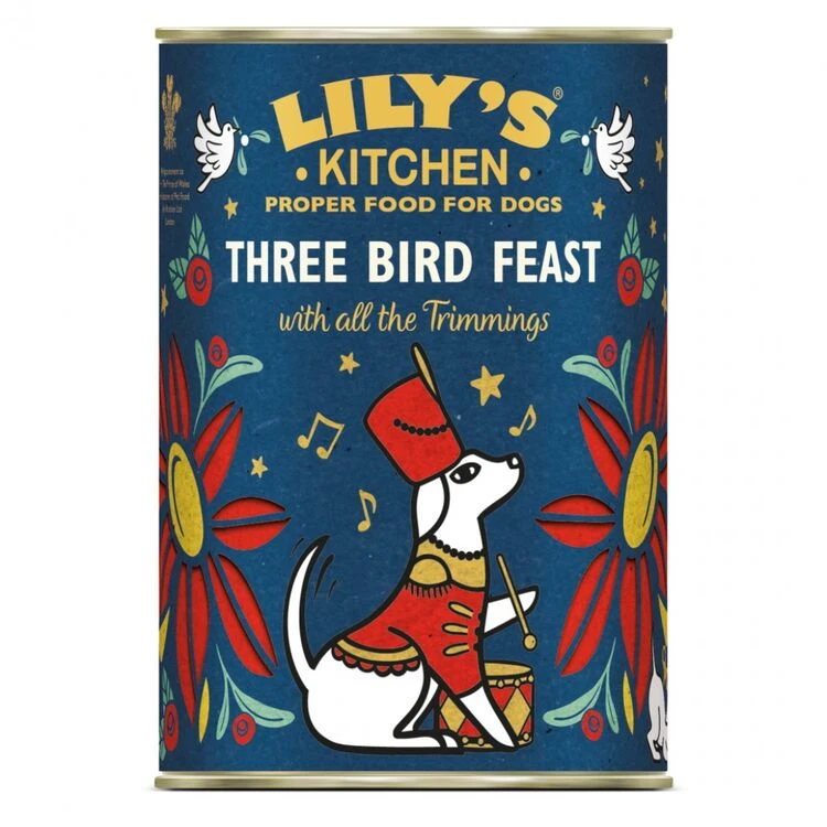 6 X Lily's Kitchen Dog Christmas 2021 Three Bird Feast 400g
