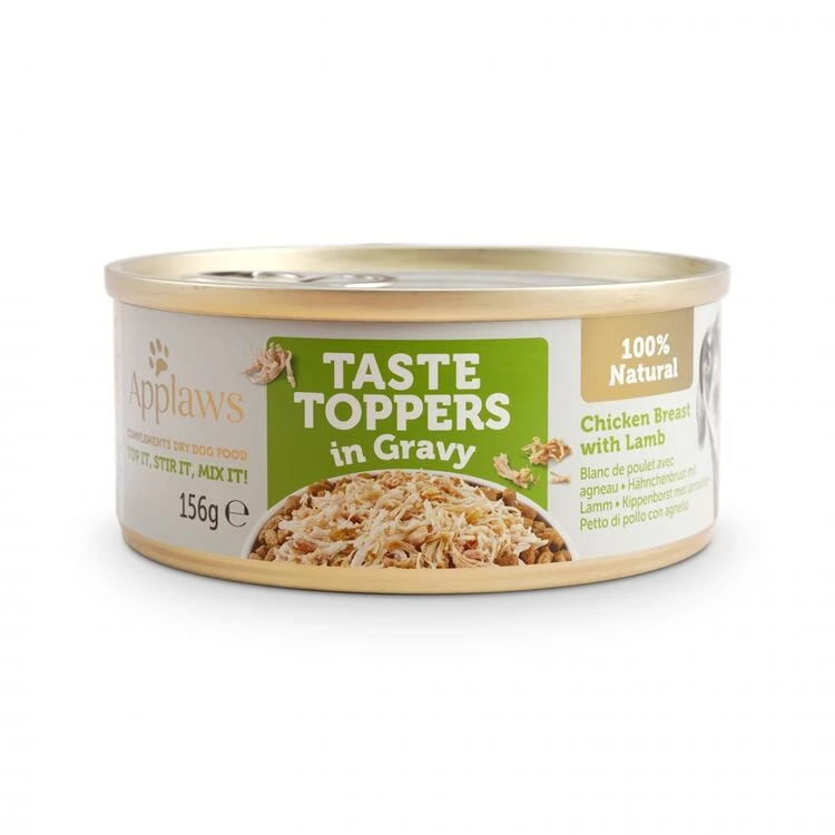 12 X Applaws Taste Toppers Natural Chicken & Lamb In Gravy Tin Dog Food 156g