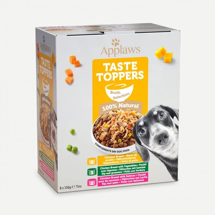 24 X Applaws Taste Toppers Natural Wet Dog Food Broth Selection Pouch Multipack 85g