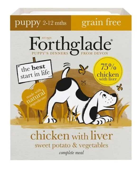 18 X Forthglade Grain Free Chicken With Liver & Vegetables Complete Puppy Wet Dog Food 395g