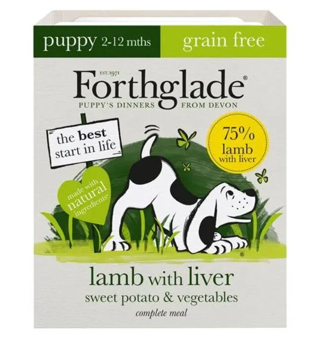 18 X Forthglade Grain Free Lamb With Liver & Vegetables Complete Puppy Wet Dog Food 395g