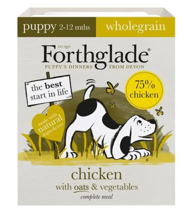 18 X Forthglade Wholegrain Chicken With Oats & Vegetables Complete Puppy Wet Dog Food 395g