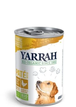 12 X Yarrah Organic Dog Pate Chicken With Spirulina & Seaweed 400g